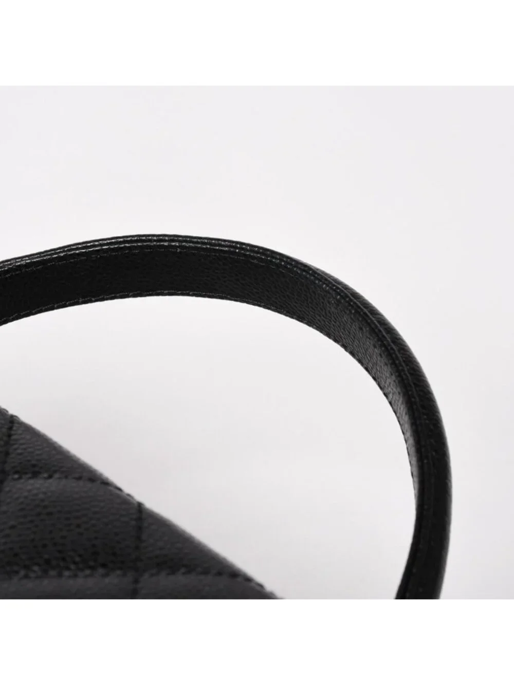 Chanel Quilted CC Logo CC Handbag Top Handle Turnlock Caviar Leather Black Gold